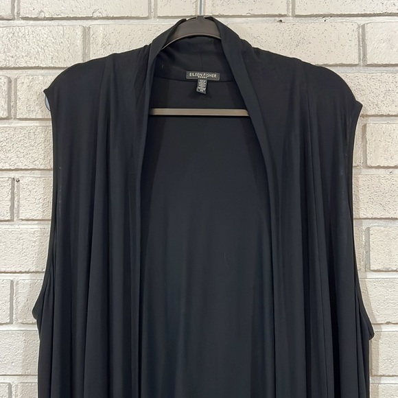 Eileen Fisher Long Black Vest Top - Picture 2 of 8